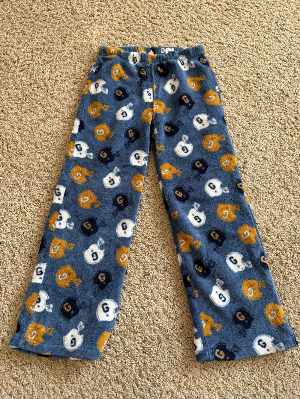 GAP Kids Fleece Pajama Pants - Blue with Gold & White Helmet Pattern